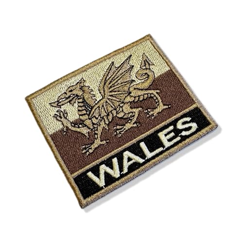 BP0190N-004 Aufnäher mit Wales-Flagge, bestickt, 7,6 x 6,3 cm (A), zum Bügeln oder Nähen von Generic