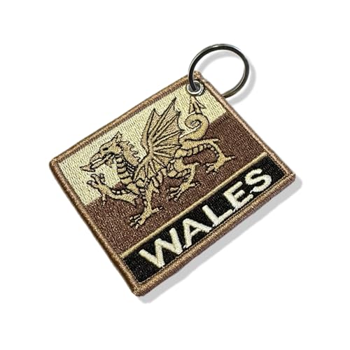 BP0190N-004 Aufnäher mit Wales-Flagge, bestickt, 7,6 x 6,3 cm (C), Schlüsselanhänger von Generic