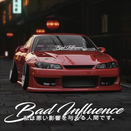 Bad Influence + Japanische Windschutzscheibe Banner JDM Aufkleber sticker - 90 cm - White Bad Influence + Japanische Windschutzscheibe Banner JDM Aufkleber sticker - 90 cm - White von Generic