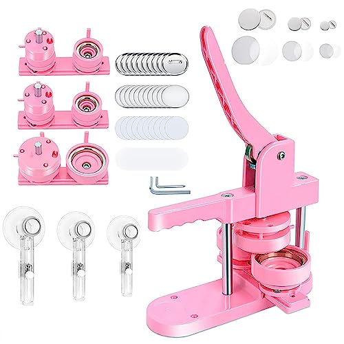Badge Maker Machine, Button Badge Maker, Rotierendes Badge Machine Set, DIY Round Pin Maker Kit, für benutzerdefinierte Pin Badges,Pink Badge Maker Machine, Button Badge Maker, Rotierendes Badge Machine Set, DIY Round Pin Maker Kit, für benutzerdefinierte Pin Badges,Pink von Generic