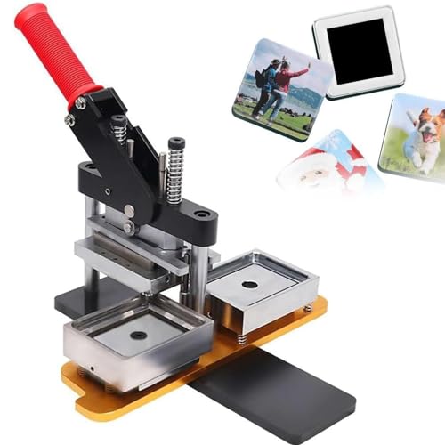 Badge Maker Machine, Magnetherstellungsmaschine, 2 * 2 Zoll DIY Kühlschrankmagnet-Maschine mit 100 Verbrauchsmaterialsätzen, Papierschneider, quadratische Magnetherstellungsmaschine zur Hers von Generic