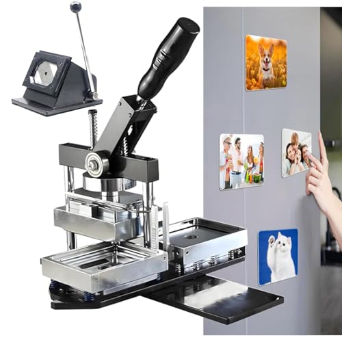 Badge Maker Maschine, Rechteck Kühlschrankmagnet Herstellungsmaschine Set 80 * 53mm/90 * 65mm Professioneller Metall Badge Maker mit Papierschneider + 100 Stück Komponente, für DIY Badge Mak Badge Maker Maschine, Rechteck Kühlschrankmagnet Herstellungsmaschine Set 80 * 53mm/90 * 65mm Professioneller Metall Badge Maker mit Papierschneider + 100 Stück Komponente, für DIY Badge Mak von Generic