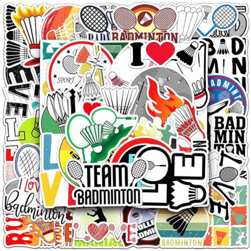 Badminton -Aufkleber 50 Pcs Ästhetische Graffiti -Aufkleber wasserdichte Sportabziehbilder Für Wasserflaschen Computergitarrendekoration von Generic