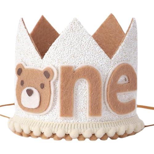 Bärenkrone zum ersten Geburtstag - entzückende Bärenkrone, -Themen-Geburtstags-Stirnband | Glitzerkrone für Kleinkinder, Partyhut zum ersten Geburtstag Bärenkrone zum ersten Geburtstag - entzückende Bärenkrone, -Themen-Geburtstags-Stirnband | Glitzerkrone für Kleinkinder, Partyhut zum ersten Geburtstag von Generic