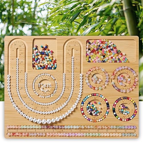 Bambus-Perlenbrett für Schmuckherstellung, Perlen-Design-Brett aus Holz für Schmuck, Armbänder und Halsketten, Perlenmatten, Tabletts für Schmuck-Design-Brett DIY von Generic