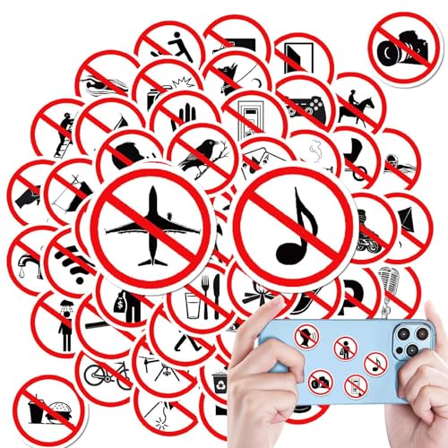 Ban Decal, Aufkleber verboten – 50 x wasserdichte Warnaufkleber – vibrierende Aufkleber für mehrere Oberflächen, Handwerk, Sicherheit für Scrapbook-Kalender von Generic