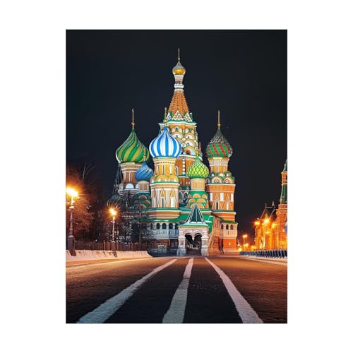 Basilius-Kathedrale Malen Nach Zahlen Erwachsene Stadt Malen Nach Zahlen 30x40 CM DIY Basteln Erwachsene Klarheit Farbe Leinwan Bilder mit Acrylfarben Set 3 Typen Pinsel für Deko Wohnzimmer 2YH-12419 von Generic