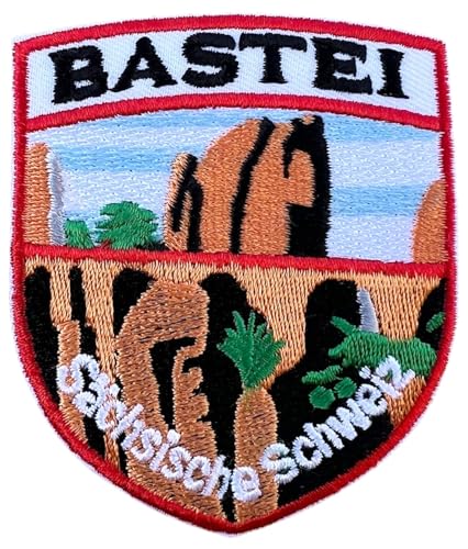 Bastei Patch Sächsische Schweiz Felsformation und Brücke Design bestickt Aufbügler Aufbügler Aufnähen Abzeichen (7,6 cm) Reise Europa Souvenir Perfekt für Rucksäcke, Jacken, Hüte, Geschenke von Generic