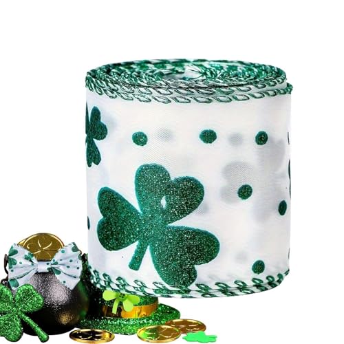Bastelband bedruckt - Handgemachtes Kleeblattband, grünes Stoffband für St. Patrick's Day | aus grünem Stoff zum Basteln, weiches und farbechtes Ripsband inkl Bastelband bedruckt - Handgemachtes Kleeblattband, grünes Stoffband für St. Patrick's Day | aus grünem Stoff zum Basteln, weiches und farbechtes Ripsband inkl von Generic