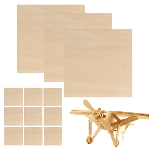 Bastelholzbrett, Holzbretter für Handwerk | unfertige quadratische Holzplatten - dünne rechteckige Holzbretter, 12 Stück Sperrholz, Bastelholz für Modded Bastelholzbrett, Holzbretter für Handwerk | unfertige quadratische Holzplatten - dünne rechteckige Holzbretter, 12 Stück Sperrholz, Bastelholz für Modded von Generic