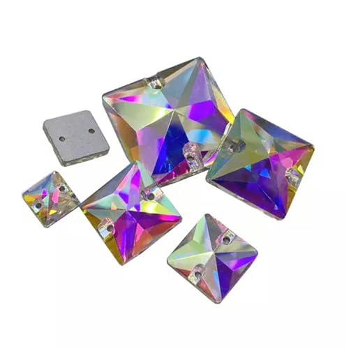Basteln, DIY, Kristall, zum Aufnähen, Flache Rückseite, quadratische Strasssteine, Diamanten, Edelsteinschliff, Perlen, transparent, AB, 50 Stück, 10 x 10 mm Basteln, DIY, Kristall, zum Aufnähen, Flache Rückseite, quadratische Strasssteine, Diamanten, Edelsteinschliff, Perlen, transparent, AB, 50 Stück, 10 x 10 mm von Generic