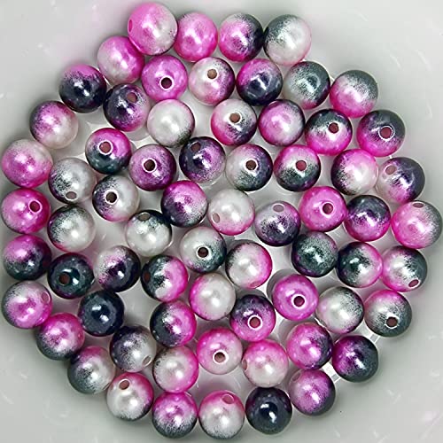 Bastelperlen bunt schimmernd 200 Stück, 6mm, grau, weiß, pink - kuststoff Regenbogen Wachsperlen glänzend Drahtsterne Perlenkette basteln DIY Perlen Acryl Set groß Armband Schmuck von Generic