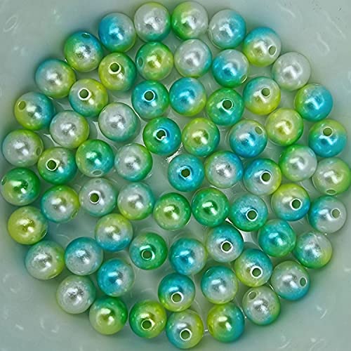 Bastelperlen bunt schimmernd 200 Stück, 6mm, weiß, grün - kuststoff Regenbogen Wachsperlen glänzend Drahtsterne Perlenkette basteln DIY Perlen Acryl Set groß Armband Schmuck von Generic