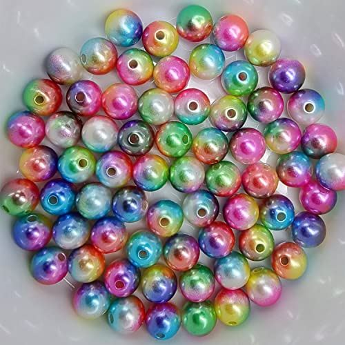 Bastelperlen bunt schimmernd 600 Stück, 4mm, pink, gelb, blau, weiß, grün - kuststoff Regenbogen Wachsperlen glänzend Drahtsterne Perlenkette basteln DIY Perlen Acryl Set groß Armband Schmuck von Generic