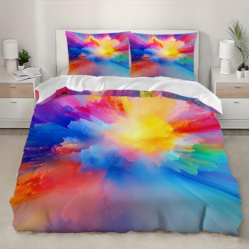 Batikfarbe 3D-Druck Bettbezug Set Mikrofaser Superweicher Atmungsaktiver 3teilig Hypoallergen Mit Reißverschluss Bunt Bettwäsche-Sets für Kinder Erwachsener 155x220 cm Batikfarbe 3D-Druck Bettbezug Set Mikrofaser Superweicher Atmungsaktiver 3teilig Hypoallergen Mit Reißverschluss Bunt Bettwäsche-Sets für Kinder Erwachsener 155x220 cm von Generic