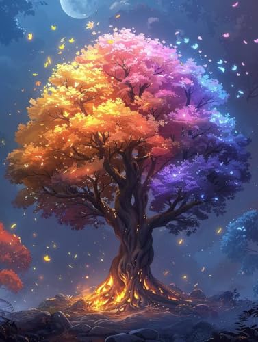 Baum Diamond Painting Erwachsene Abstrakt Diamant Painting Eckige Steine, DIY Kreativ Set für Erwachsene, Full Drill Diamanten Kinder Bastelset für Weihnachtsgeschenke Deko 90 x 120 cm - FZ250971Z von Generic