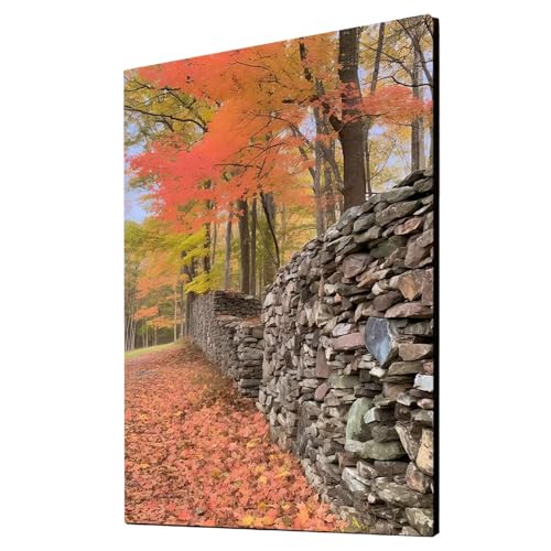 Baum Malen Nach Zahlen Erwachsene Ahornblatt Malen Nach Zahlen 40 x 30cm DIY Basteln Erwachsene Klarheit Farbe Leinwan Bilder mit Acrylfarben Set 3 Typen Pinsel für Wanddeko Wohnzimmer 2YH-2672 von Generic