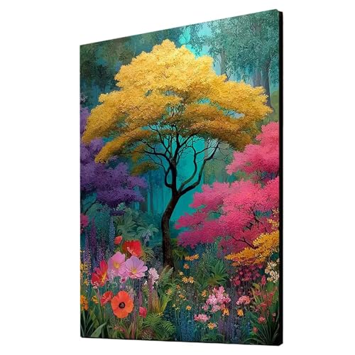 Baum Malen Nach Zahlen Erwachsene Blume Malen Nach Zahlen 135 x 100cm DIY Basteln Erwachsene Klarheit Farbe Leinwan Bilder mit Acrylfarben Set 3 Typen Pinsel für Wanddeko Wohnzimmer, Geschenke 2YH3460 von Generic