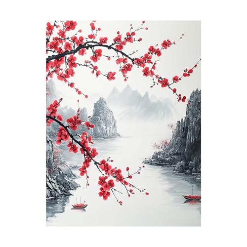 Baum Malen Nach Zahlen Erwachsene Landschaft Malen Nach Zahlen 100 x 135CM DIY Basteln Erwachsene Klarheit Farbe Leinwan Bilder mit Acrylfarben Set 3 Typen Pinsel für Wanddeko Wohnzimmer 2YH-14789 von Generic