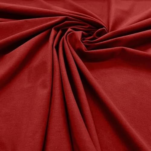 Baumwoll-Spandex-Jersey-Stoff – 4-Wege-Stretch – 152,4 cm Breite – ideal für T-Shirts, Kleider, Sportbekleidung (Dunkelrot, 2 Yard) von Generic