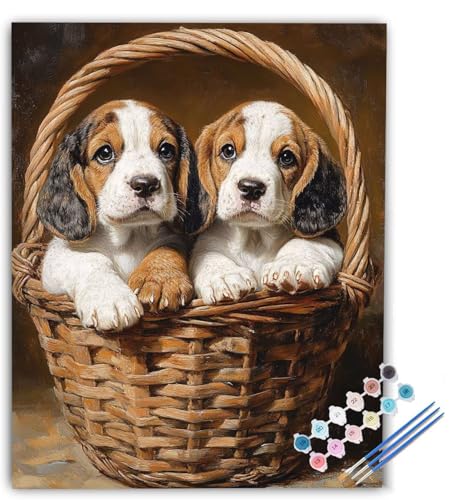 Beagle Malen Nach Zahlen Erwachsene Brown Malen Nach Zahlen, DIY Ölgemälde Leinwand Malset mit Pinsel und Acrylfarben Kreativ Set für Erwachsene zur Home Deko Geschenk 100x135cm Ohne Rahmen dL-4404 von Generic