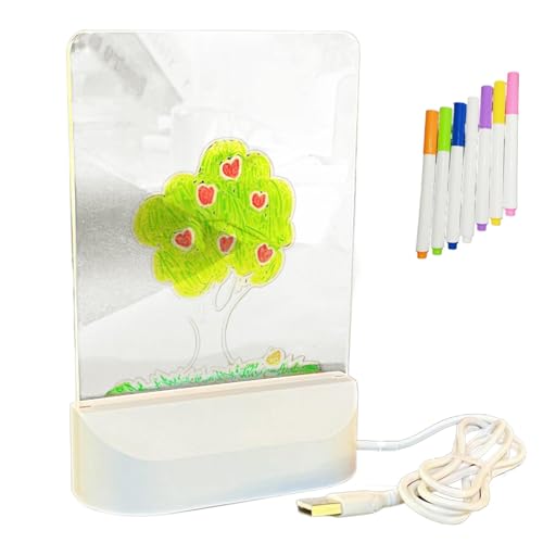 Beleuchtete Acryl-Nachrichtentafel - 5 X6,7 Zoll LED Zeichentisch, Wiederbeschreibbare Nachrichtenwand Nachtlicht Mit 7 Stiften Für Schulhaus, Raum, Schreibtisch von Generic