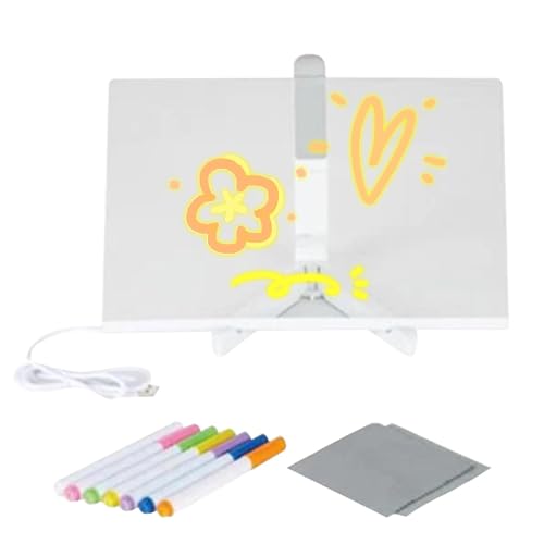 Beleuchteter Zeichentisch für Kinder | Trocken abwischbare transparente Tafel mit Licht, beleuchtete abwischbare Memotafel mit Ständer, zum Zeichnen, Abwischen von Generic
