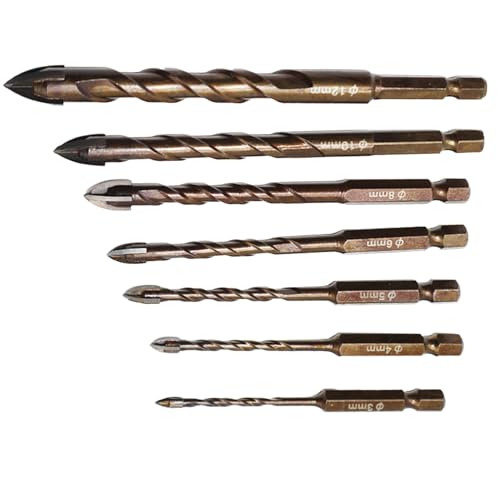 Betonbohrer-Set – Betonbohrer für Ziegel – Set mit 7 Präzisionsspitzen für Hammer, Konstruktion, Aluminium, Granit, Gipskarton, Keramik Betonbohrer-Set – Betonbohrer für Ziegel – Set mit 7 Präzisionsspitzen für Hammer, Konstruktion, Aluminium, Granit, Gipskarton, Keramik von Generic