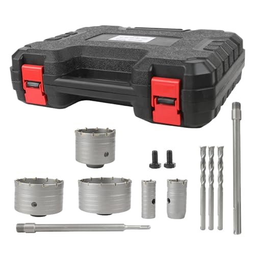 Betonlochsägen-Set, Wandbohrer mit Plus-Schaft, Rundgriff, Verbindungsstange für Beton, Ziegel, Zement, Stein, Wände, Klimaanlagen, Mauerwerk, Fliesen, Zementwände, Sanitär, Elektroinstallation, Baupr von Generic