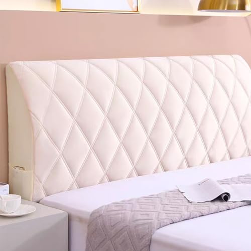 Bett Kopfteil Bezug Weicher Strecken Samtstoff Staubdichte Schutzhülle, Bettkopfteil Hussen All-Inclusive Kopfteilbezug Staubdicht Abdeckung for Gepolsterte Schlafzimmer Kopfteil(Beige,2.4m high 83cm) von Generic