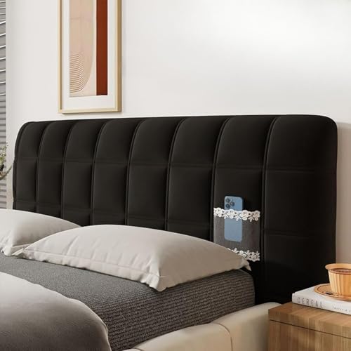 Bettkopfteil Hussen Bett Kopfteil Bezug, Weicher Strecken Samtstoff Staubdicht, Staubdichte Schutzhülle für gepolsterte Schlafzimmer Kopfteil(Black,200cm/78in) von Generic