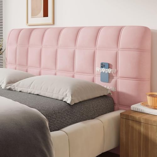 Bettkopfteil Hussen Bett Kopfteil Bezug, Weicher Strecken Samtstoff Staubdicht, Staubdichte Schutzhülle für gepolsterte Schlafzimmer Kopfteil(Powder,160cm/63in) von Generic