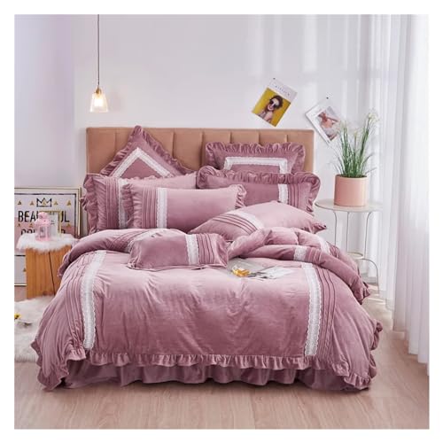 Bettwäsche-Sets aus Fleecestoff, Spitze, Bettgarnitur, Queen-Size-Bett, King-Size-Bettbezug, Bettlaken-Set, Bettlaken, Kissenbezug, Bettlaken, FH-762 Bettwäsche-Sets aus Fleecestoff, Spitze, Bettgarnitur, Queen-Size-Bett, King-Size-Bettbezug, Bettlaken-Set, Bettlaken, Kissenbezug, Bettlaken, FH-762 von Generic