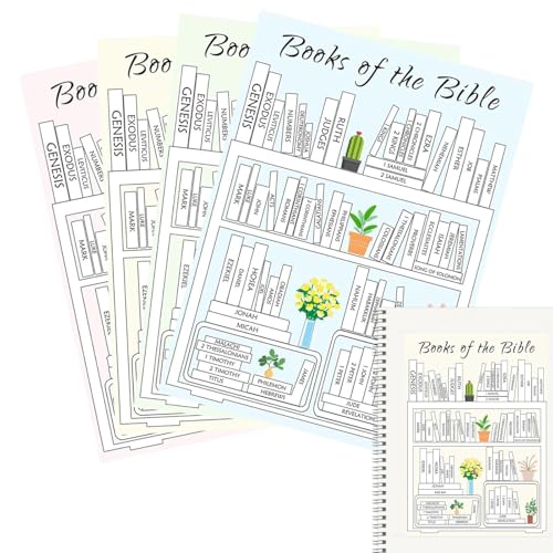 Bibelbücher Malvorlage, Bücher des Bible Reading Tracker Aufkleber, BOOKSHELF TRACKER 4X von Büchern der Bibel, Dashboard -Aufkleber für weibliche Mann Schriftstudie Tracking und Organisation von Generic