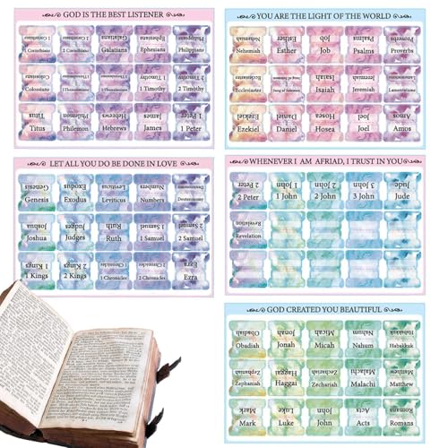 Bibelindex-Tabs, großer Druck, laminierte Bibelstudier-Tabs für einfache Navigation, wasserdichte Tagebuch-Etiketten, 5 Blatt, Alphabet-Bibelaufkleber für Männer und Frauen von Generic