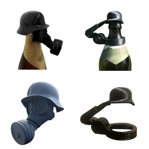 Bierflaschen Helm/Stahlhelm Gasmaske Bierflaschendeckel/Weinflasche Deko Doktorhut Form,Beer Bottle Cap, Bierflaschenverschlüsse Flaschenverschlüsse Bierflasche (Helm+GasmaskeB) von Generic