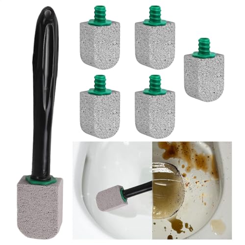 Bimsstein Toilettenschüsselreiniger - WC-Reinigungsstab mit 5 Bürstenköpfen | ABS + Stein Langer Griff Toilettenschüssel Fleckenentferner Radiergummi | WC Tiefenreinigung Zubehör Fleckenentferner für Bimsstein Toilettenschüsselreiniger - WC-Reinigungsstab mit 5 Bürstenköpfen | ABS + Stein Langer Griff Toilettenschüssel Fleckenentferner Radiergummi | WC Tiefenreinigung Zubehör Fleckenentferner für von Generic