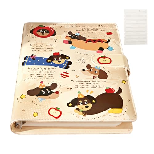 Binder Notebook - 60 Cartoon-Schreibblätter, nachfüllbarer Lederbezug | Studierendes Schulbedarfs-Tagebuch, Organisierte Planungsmappe für Schüler von Generic