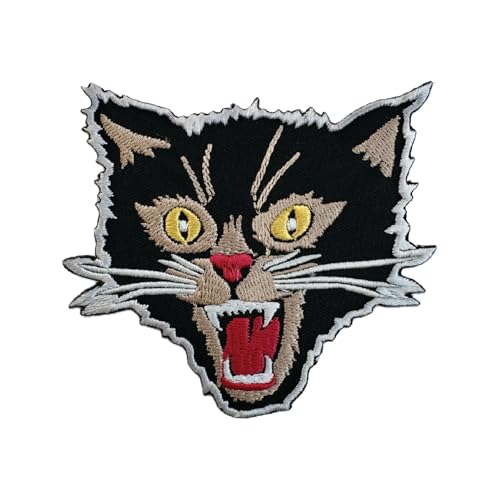 Black Screaming Rockabilly Cat Patch Cute Applique Iron On Jacket Vest Jeans Backpack Jeans Clothes von Generic