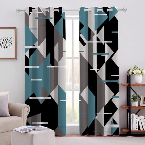 Blau-Graues Schwarzes Geometrisches Vorhänge H274 X B229cm Geometrische Blickdicht Gardinen Mit Ösen Prägnant Niedlich Leichte & weiche Verdunklungsvorhänge für Wohnzimmer Kinderzimmer Jugendzimmer Blau-Graues Schwarzes Geometrisches Vorhänge H274 X B229cm Geometrische Blickdicht Gardinen Mit Ösen Prägnant Niedlich Leichte & weiche Verdunklungsvorhänge für Wohnzimmer Kinderzimmer Jugendzimmer von Generic
