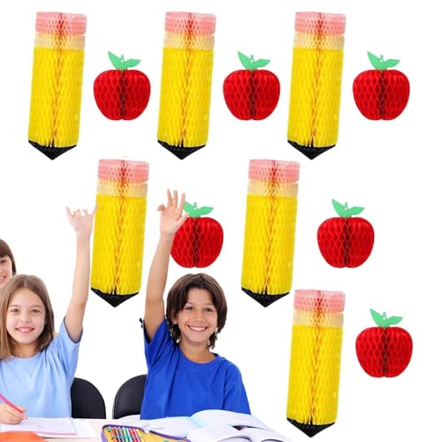 Bleistiftdekorationen für den Schulanfang Pastellkreiden aus Seidenpapier - 12 Stück Deckendekoration im Klassenzimmer, Tischdekoration mit Bleistift für den ersten Schultag für von Generic