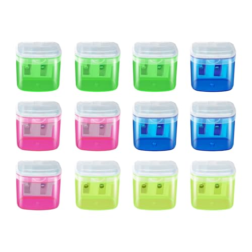 Bleistiftschärfer - Doppel -Löcher -Spitzer | Manuelle Handheld -Schärfer | Studenten Briefpapier | Pack Von 12 Mit Einfachem Griff Und Glattes Schärfen, Perfekt Für Schul Erwachsene Bleistiftschärfer - Doppel -Löcher -Spitzer | Manuelle Handheld -Schärfer | Studenten Briefpapier | Pack Von 12 Mit Einfachem Griff Und Glattes Schärfen, Perfekt Für Schul Erwachsene von Generic