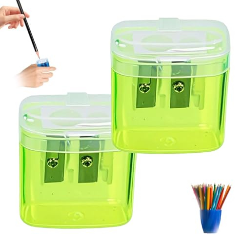 Bleistiftspitzer, manuell, doppelte Löcher, kompakter, farbiger Hand-Bleistiftspitzer, tragbarer Bleistiftspitzer für Standard- und Jumbo-Bleistifte mit Deckel, Erwachsene, Studenten, Schule, Klasse Bleistiftspitzer, manuell, doppelte Löcher, kompakter, farbiger Hand-Bleistiftspitzer, tragbarer Bleistiftspitzer für Standard- und Jumbo-Bleistifte mit Deckel, Erwachsene, Studenten, Schule, Klasse von Generic