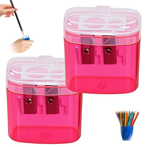 Bleistiftspitzer, manuell, doppelte Löcher, kompakter, farbiger Hand-Bleistiftspitzer, tragbarer Bleistiftspitzer für Standard- und Jumbo-Bleistifte mit Deckel, Erwachsene, Studenten, Schule, Klasse Bleistiftspitzer, manuell, doppelte Löcher, kompakter, farbiger Hand-Bleistiftspitzer, tragbarer Bleistiftspitzer für Standard- und Jumbo-Bleistifte mit Deckel, Erwachsene, Studenten, Schule, Klasse von Generic
