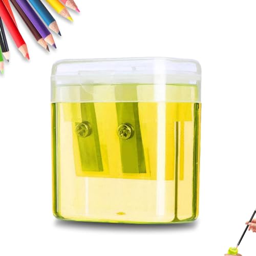 Bleistiftspitzer mit zwei Löchern und Behälter, manueller Bleistiftspitzer mit Behälter, Spitzenformungswerkzeug for Kinder mit Doppellöchern und Deckel, for Kinder, Studenten(Yellow) von Generic