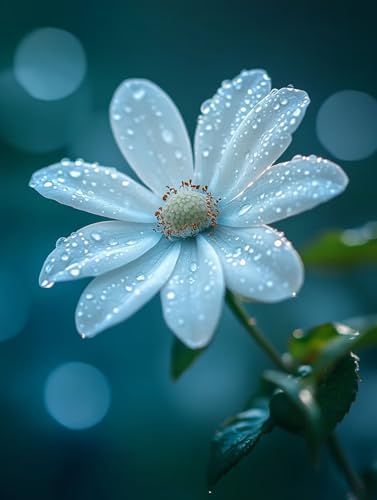 Blume Diamond Painting Erwachsene Groß XXL 25x35cm, 5D Diamant Painting Bilder Weiß Muster DIY Bastel Erwachsene Anfänger Mosaik Set für Zimmer Wohnzimmer Wand Deko Aesthetic, Geschenke Frau 447F-CI von Generic
