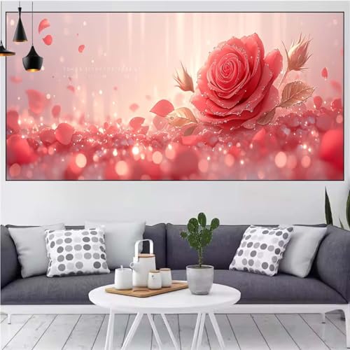 Blume Diamond Painting xxl 100x200cm Diamond Painting Erwachsene Rose Diamant Malerei Set,Mosaikherstellung Malen Nach Zahlen Cross Stickerei Kunst Leinwand Malerei Kits,Décor Geschenke Frauen CN-465 von Generic