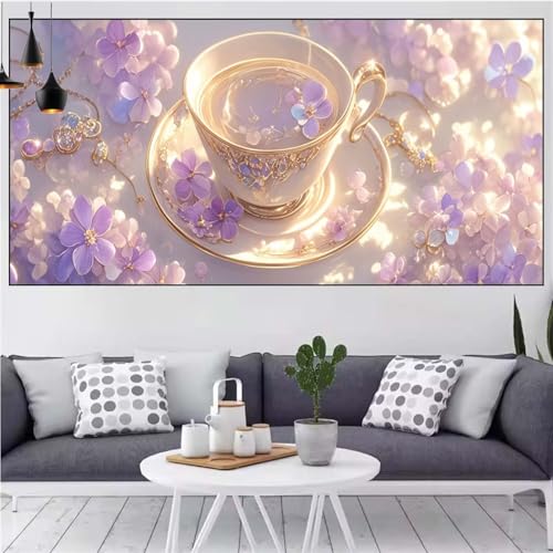 Blume Diamond Painting xxl 60x120cm Diamond Painting Erwachsene Tasse Diamant Malerei Set,Mosaikherstellung Malen Nach Zahlen Cross Stickerei Kunst Leinwand Malerei Kits,Décor Geschenke Frauen CN-449 von Generic