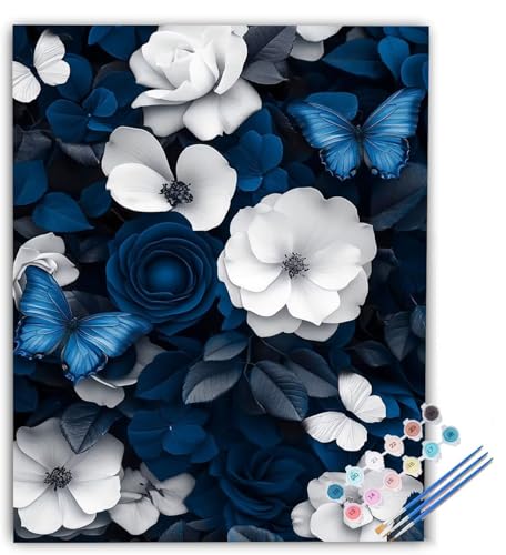 Blume Malen Nach Zahlen Erwachsene Blau Malen Nach Zahlen, DIY Ölgemälde Leinwand Malset mit Pinsel und Acrylfarben Kreativ Set für Erwachsene zur Home Haus Deko Geschenk 60x80cm Ohne Rahmen d8-4775 Blume Malen Nach Zahlen Erwachsene Blau Malen Nach Zahlen, DIY Ölgemälde Leinwand Malset mit Pinsel und Acrylfarben Kreativ Set für Erwachsene zur Home Haus Deko Geschenk 60x80cm Ohne Rahmen d8-4775 von Generic