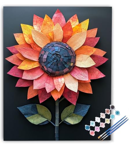 Blume Malen Nach Zahlen Erwachsene Künstlerisch Malen Nach Zahlen, DIY Ölgemälde Leinwand Malset mit Pinsel und Acrylfarben Kreativ Set für Erwachsene zur Home Deko 30x40 cm Ohne Rahmen dI-1268 von Generic
